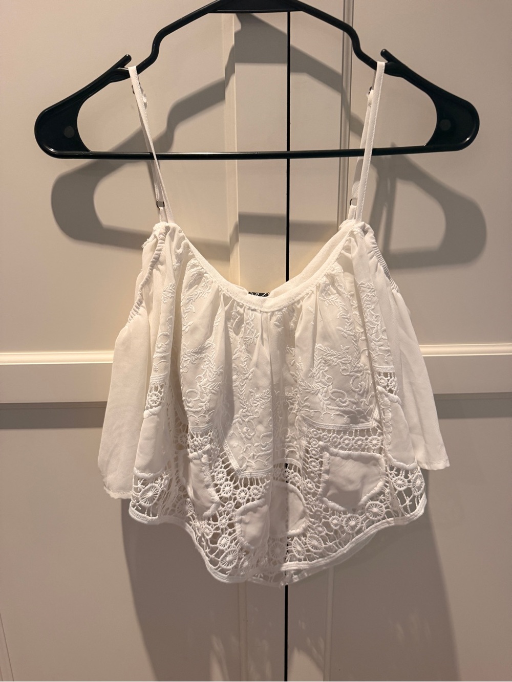 Windsor White Lace-Trim Spaghetti Strap Camisole